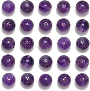 100PCS 8mm Natural Amethyst Beads Gemstone Round Loose Stone Beads Spacer Beads for Jewelry Making with Crystal Stretch Cord (Amethyst, 8mm 100Beads)