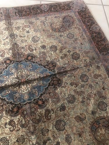 Miniatura 6 de SPIRIT OF ART Mantel hecho a mano de cachemira, bordado, hazaña de arte, tamaño: 28 pulgadas, cuadrado, natural y colores fijos, bellas artes