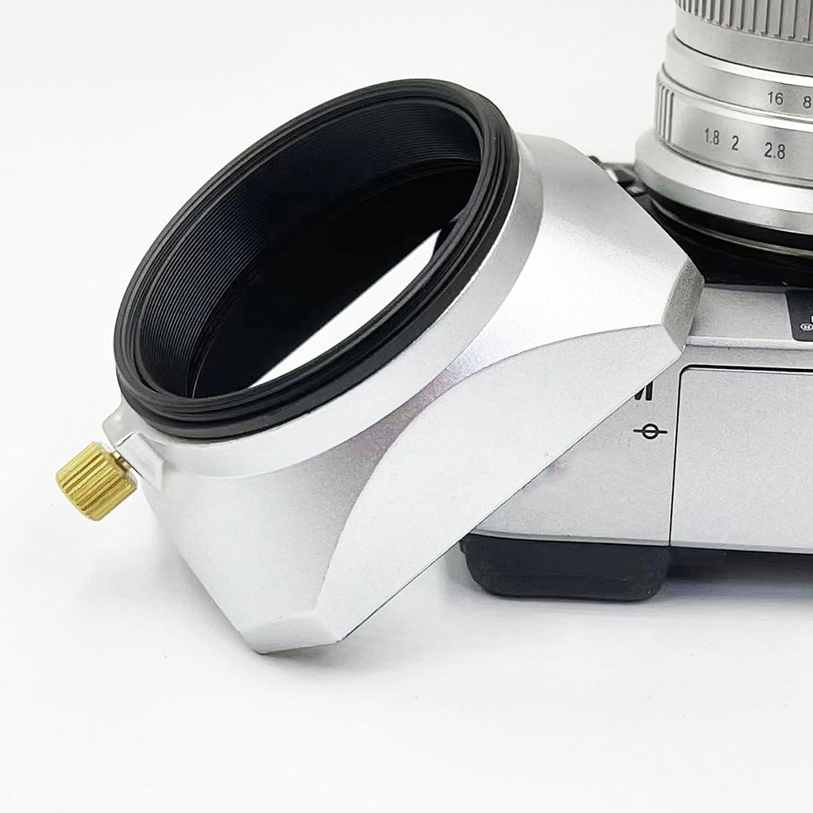 Amazon | 46MM スクエアメタルレンズフード、レトロカメラレンズフード 