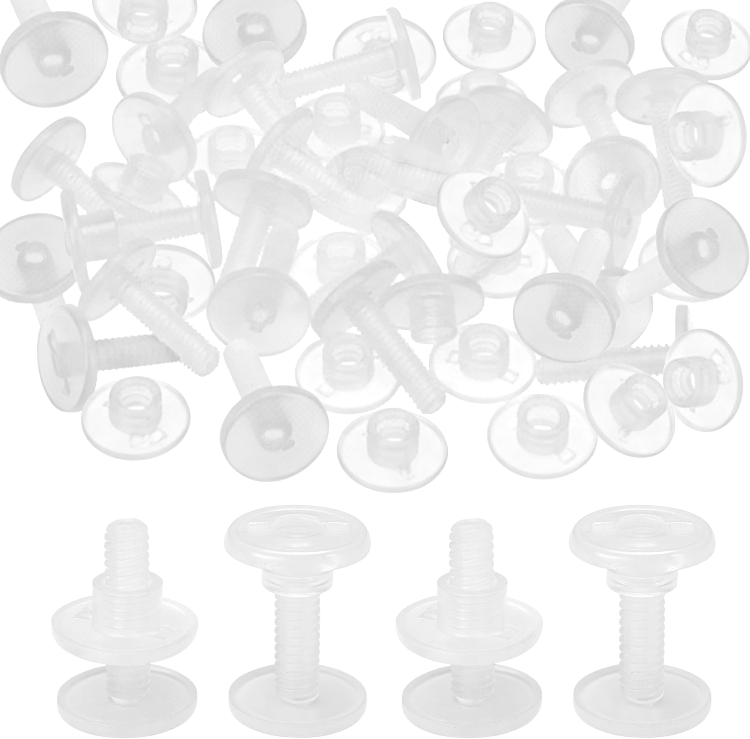 20 Sets 8mm Chicago Screws Plastic Screw Binding Post Rivets for Leather Belt Scrapbook Photo Albums Clear