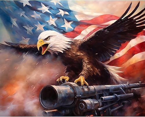 Tucocoo Kit de pintura por números para el Día de la Independencia de la Guerra por números, pintura acrílica, lienzo, animales, kit de arte para