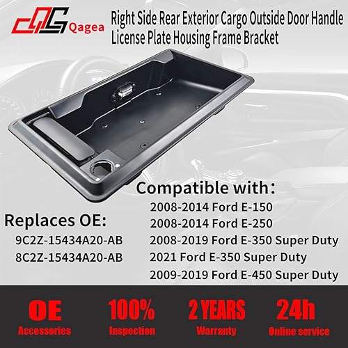 Miniatura 2 de Manija de puerta exterior de carga trasera derecha y soporte de marco de carcasa de matrícula para Ford E150 E250 E350 E450, kit de pestillo de
