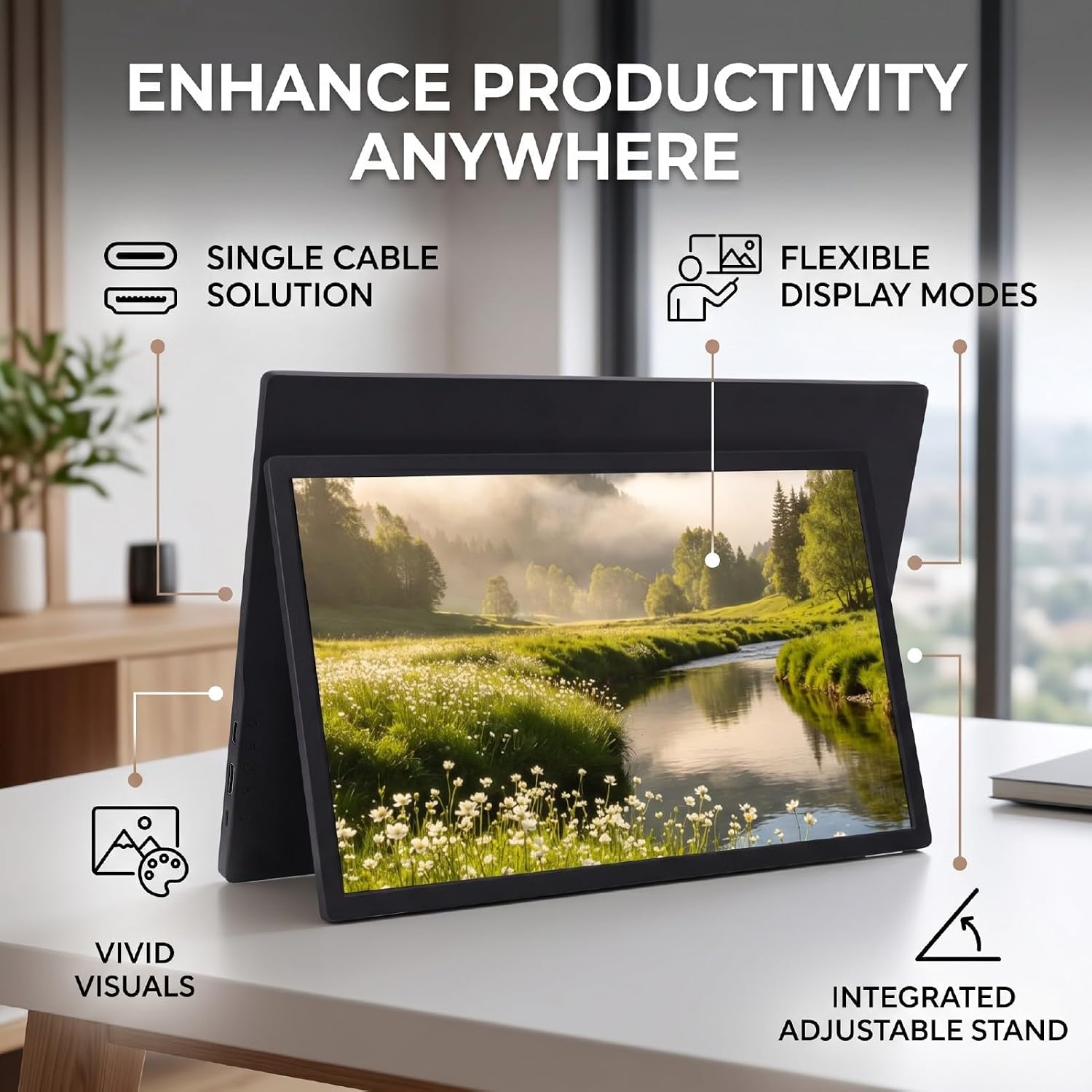 15.6 Inch Portable Monitor, FHD USB C HDMI Gaming Display with HDR, Second External Monitor for Laptop, PC, Switc