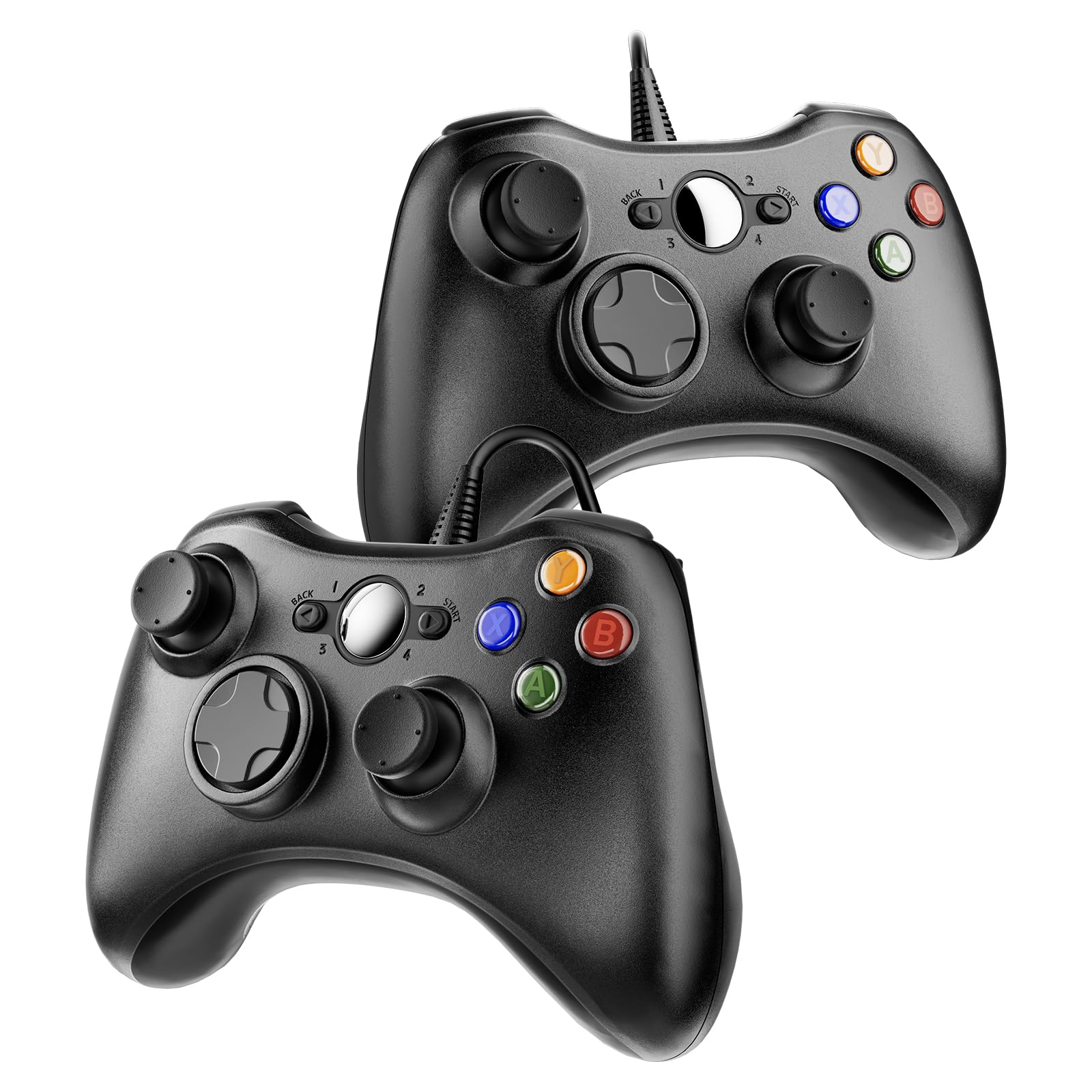 Suoxiom 2 Pack Wired Controller for Xbox 360 PC, USB Gaming Gamepad with Ergonomic Design, Plug & Play Dual Vibration Controller Compatible with Xbox 360 & Windows 10/8/7/XP