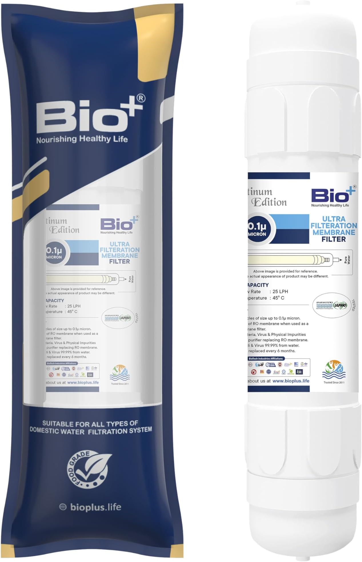 Bioplus Bio+ Ultrafiltration UF Membrane, Unbreakable Housing, Long Life (11 Inch)