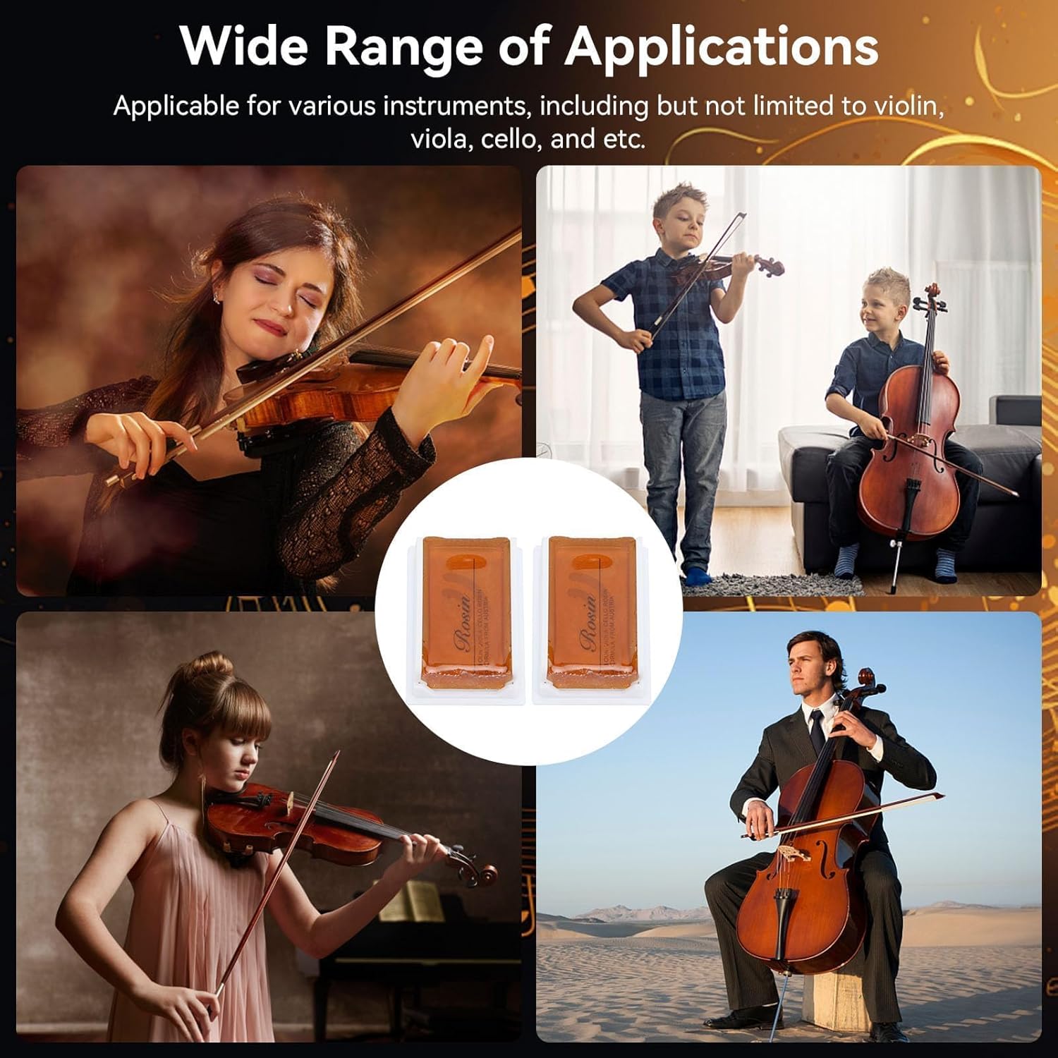 Violin Rosin 2 Pack Rosin for Violin Cello Viola Light Low Dust Rosin Natural Rosin for Bows Rosin Violin for Violin Viola Cello Bowed String(Brown) - Image 4