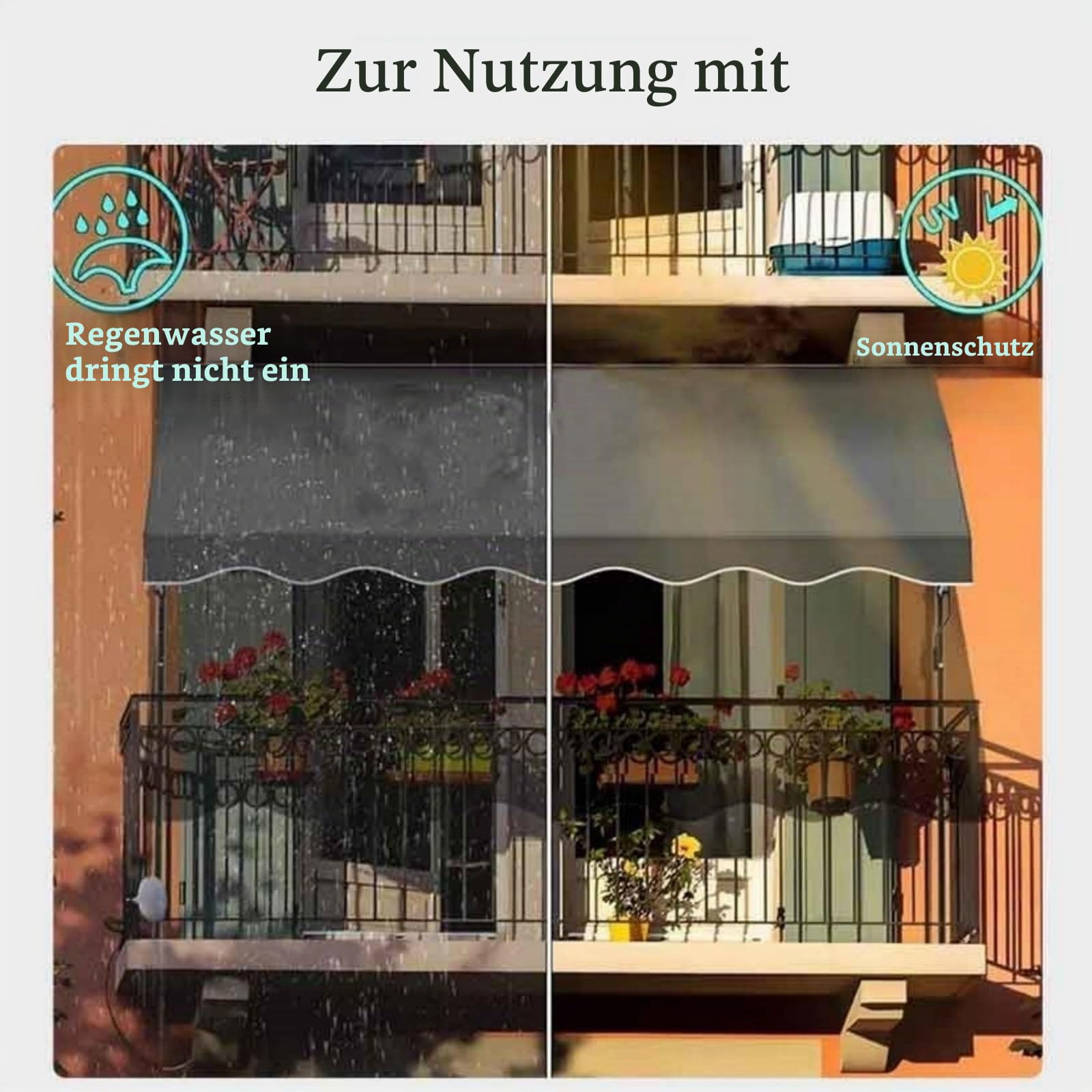 balkon markise 3m ORNDYDM Klemmmarkise, Breit, Markise, Einfache Montage, 300cm（9.8ft） Grau Garten Camping Roland in Afferden 180 Distro Color:Black - White Gloss