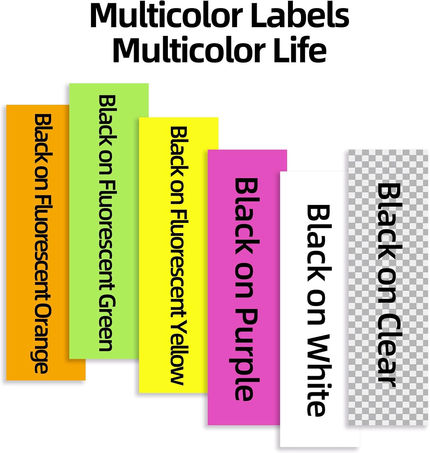6 X Fluorescent Label Tape Replacement for Dymo Letratag Refills 12mm x 4m Color Combo LT Label Maker Tape Compatible with Letra Tag LT-100T LT-100H QX50 - Image 3