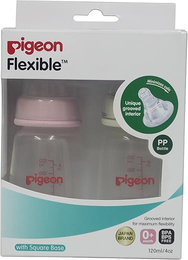Pigeon Peristaltic Nursing Bottle Twin Pack Nipples (Pink/White) - 120 ml