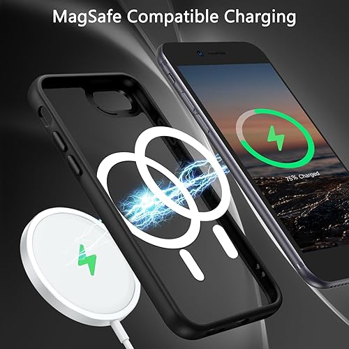 Miniatura 2 de GUAGUA Funda magnética para iPhone SE 20222020, compatible con MagSafe translúcida mate sensación de piel a prueba de golpes, iPhone SE 32 4.7