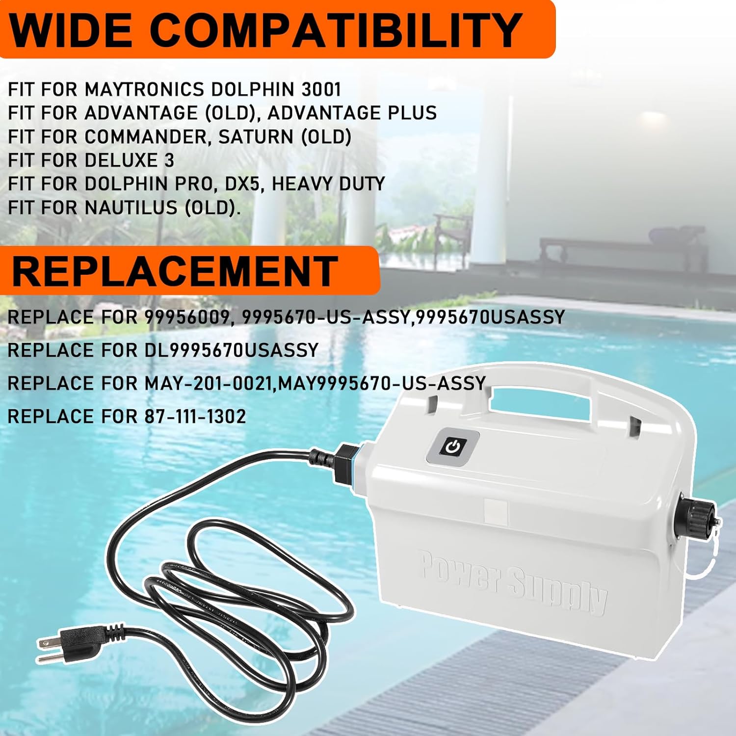 YMT 9995670 Assy Power Supply with Power Cord Replacement Fit for Dolphin Diagnostic 3001,for Advantage(Old)/Plus,Commander,Saturn(Old),Deluxe3/4,Pro,DX4/DX5,Heavy Duty,Nautilus (Old)