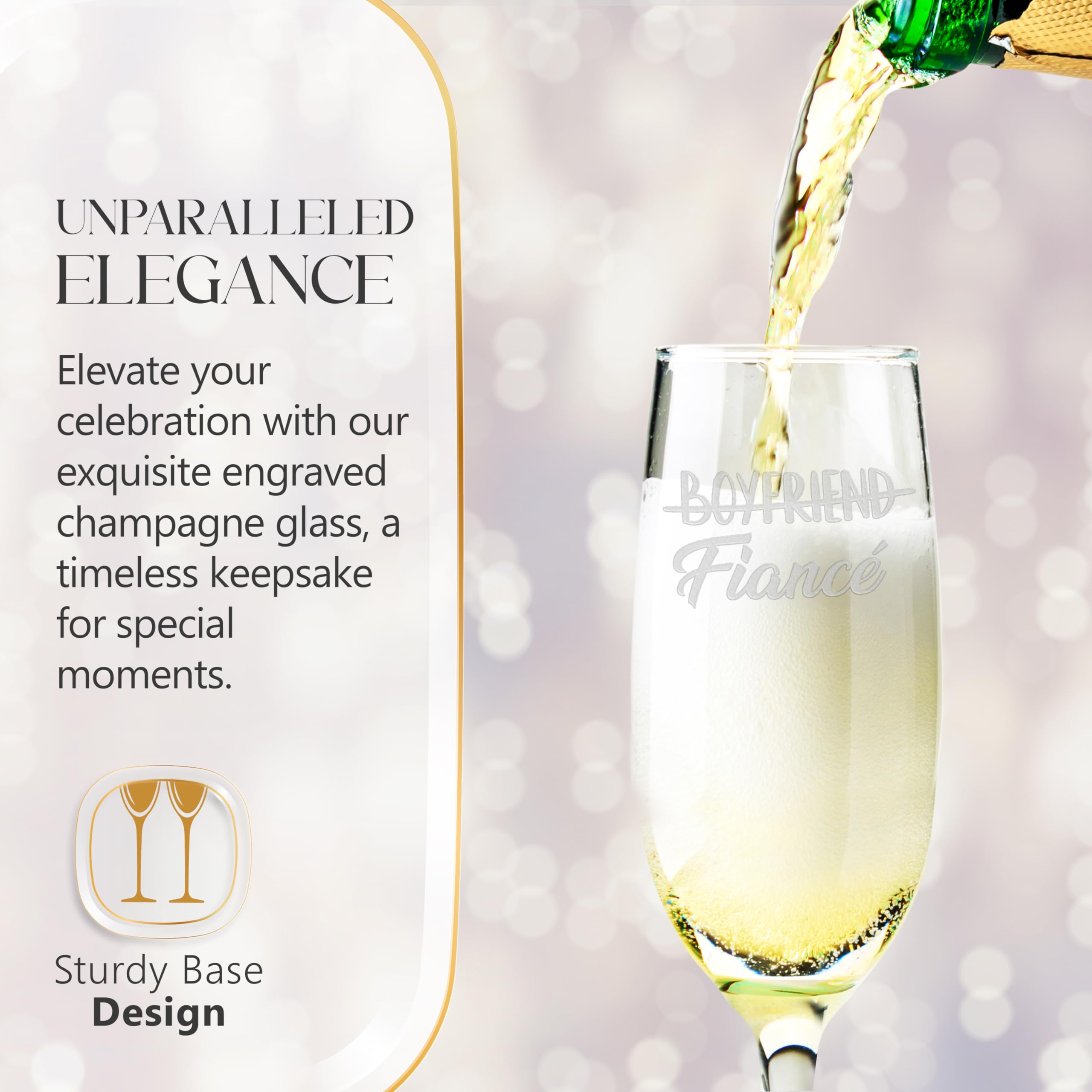 shop4ever Lot de 2 flûtes à champagne gravées avec inscription « Boyfriend to Fiance & Girlfriend to Fiancee » - 236,8 g - Pour elle et lui - Cadeau de fiançailles