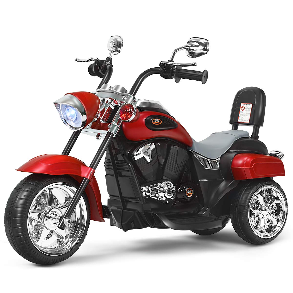 COSTWAY Moto Electrica Niños, Motocicleta Eléctrica 6V para Niños, 91 x 48 x 64 cm, Moto Montable de Batería con Marcha Adelante y Atrás, Faros Regulables, Diseño Llamativo (Rojo)