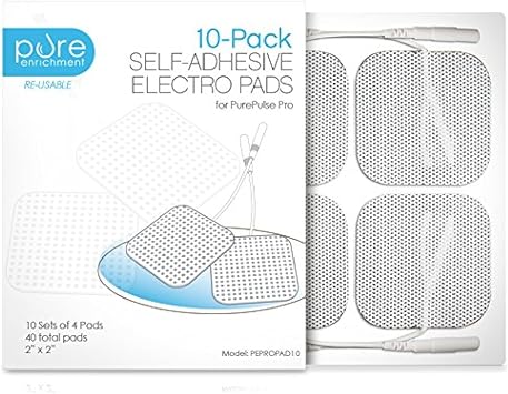 PurePulse Pro TENS Unit Massager Pads Premium 10-Pack of 4 Square, Self-Adhesive 2 x 2 Replacement Electrode Pads Total of 40 Pads