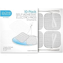 PurePulse Pro TENS Unit Massager Pads Premium 10-Pack of 4 Square, Self-Adhesive 2 x 2 Replacement Electrode Pads Total of 40 Pads