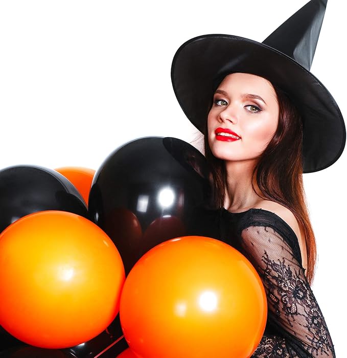 2 Sombreros de Bruja Halloween para Adultos Negro miniatura 5