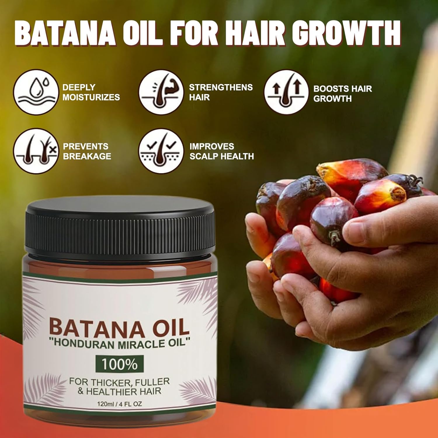 Batana Oil for Hair Growth, Advanced Botana Oil Hair Growth with Organic Batana From Honduras, Pure Batana Oil for Hair to Promote Thickness, Prevent Loss & Soothe Dry Scalp for Men & Women (2 Bottle)