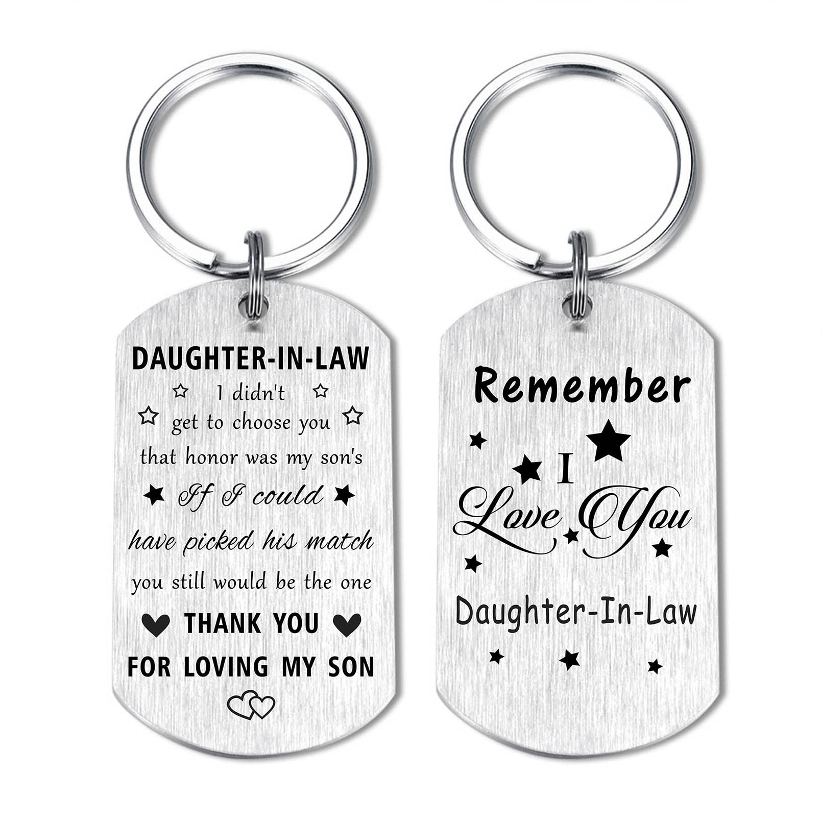 Resdink Futrue Daughter in Law Gifts from Mother in Law, I Love My Daughter in law Keychain for Birthday Chrismtas, Bride Gifts from Father In law on