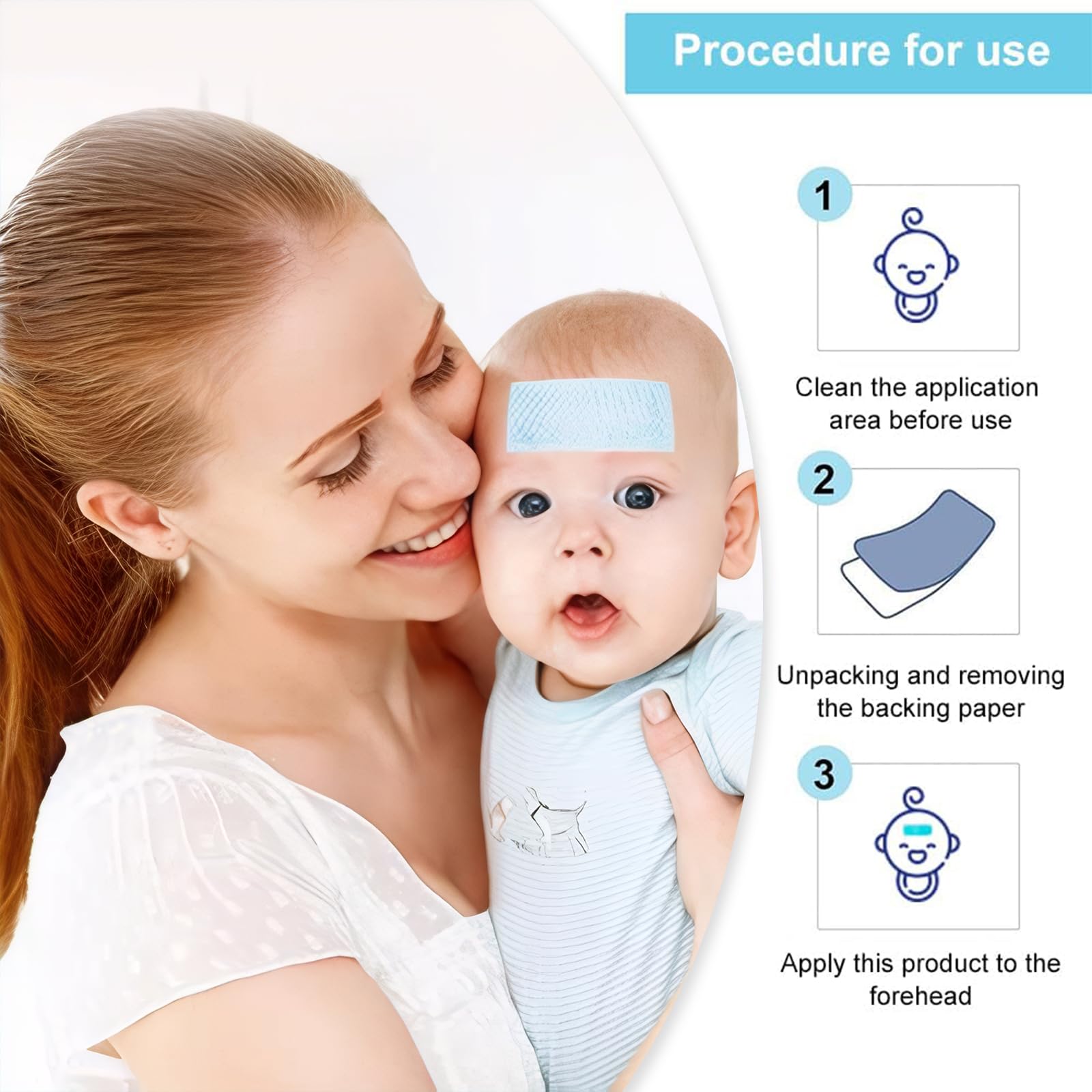 20 Hojas de parches refrescantes para la fiebre para niños, tiras refrescantes para la frente, almohadillas de gel refrescante para niños y adultos, Parches De Gel Enfria, miento alivio de la migraña