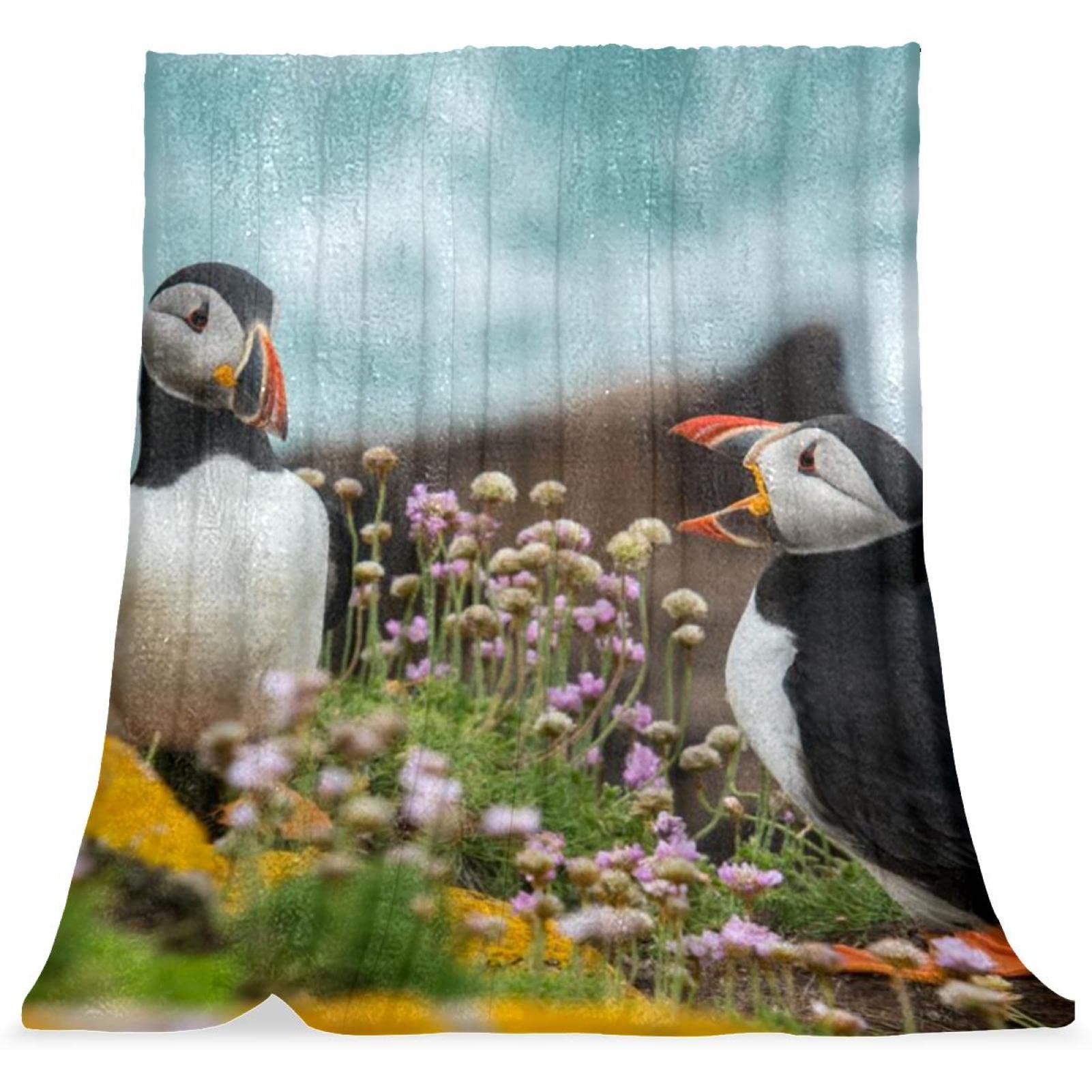 Couverture en peluche motif oiseau plaid doux en microfibre