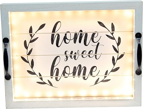 Miniatura 42 de Elegant Designs HG2000-AHH Margarita Drinks Lime Bar Kitchen Wetbar Bandeja Decorativa de Madera para Servir con Asas, 15.50" x 12", Aqua Wash Happy