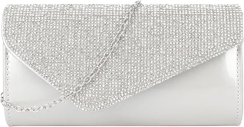 Bolso de mano de noche con diamantes de imitación con purpurina y lentejuelas formales para mujer