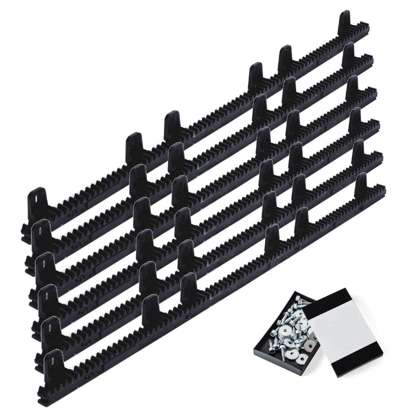 Pack 6 metros cremallera nylon estándar para motor corredera, compatible con cualquier motor del mercado, interior en acero reforzado, con tornillos y arandelas.
