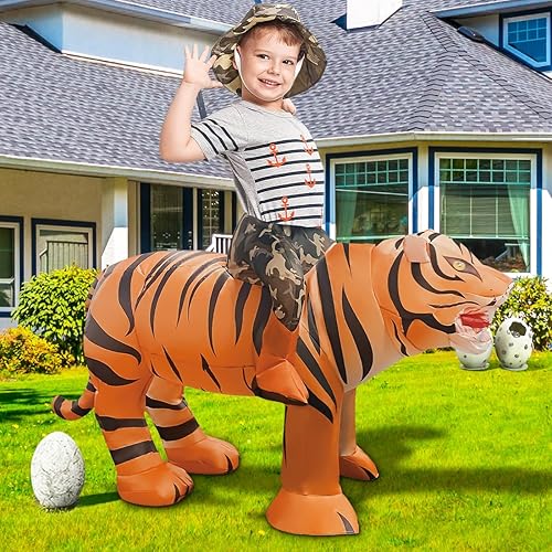 Miniatura 2 de GOOSH Disfraz inflable de tigre para niños, disfraces de Halloween para niños y niñas, divertido disfraz inflable para fiesta de Halloween, cosplay