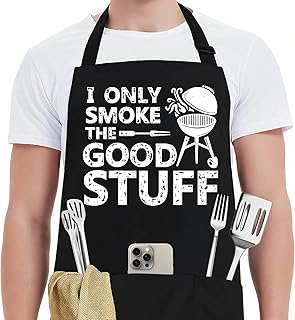 Funny Aprons for Men - Grilling BBQ Chef Kitchen Cooking Apron with Pock...
