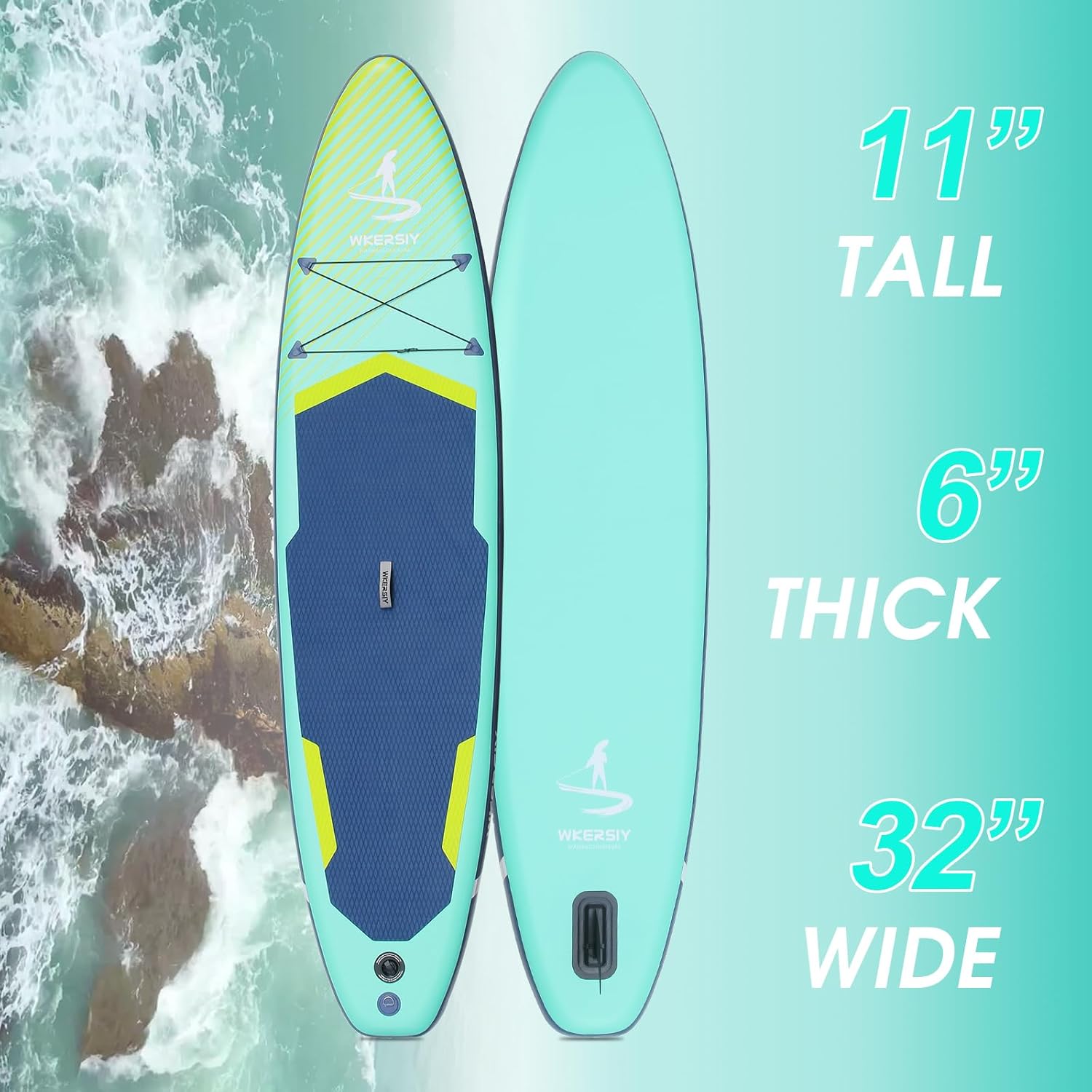 11”32“6 Premium Inflatable Stand Up Paddle Boards with Durable SUP Paddle Board Accessories Wide Stable Design Includes Backpack Required Parts Non-Slip Comfort Deck for Youth & Adults - Image 5