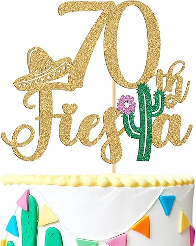 Decoración para tartas de fiesta 70, Cheers to 70 años  Taco Bout 70, decoración tropical hawaiana mexicana de verano feliz 70 cumpleaños