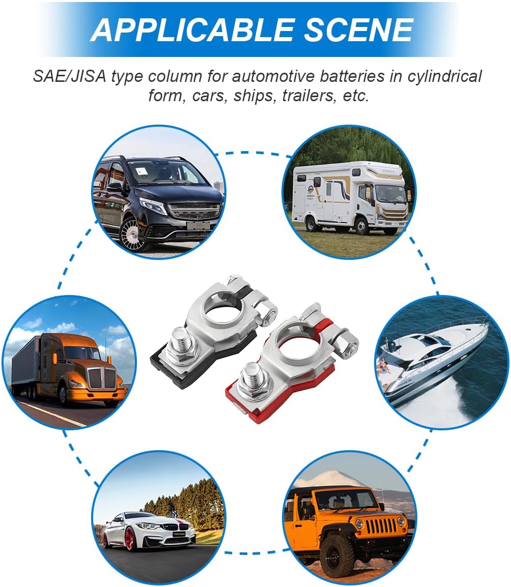 Car Battery Terminal Connector, Heavy Duty Vehicle Negative Positive Battery Ends Connector, OEM# 243407F000, 243407F001 Replacement, Compatible with A-ltima, M-axima, S-entra