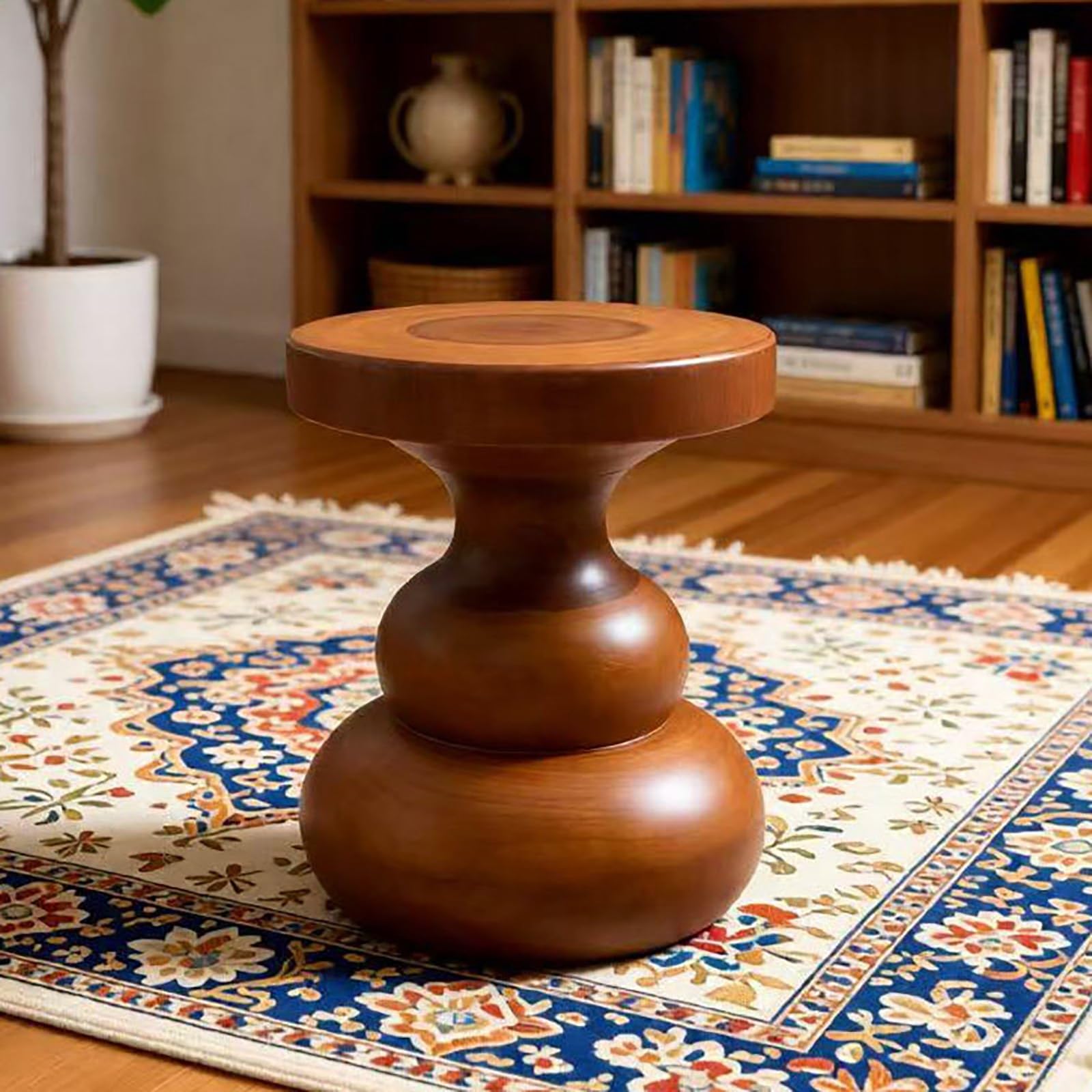 Tabouret de jardin rond bois massif table appoint salon 55cm