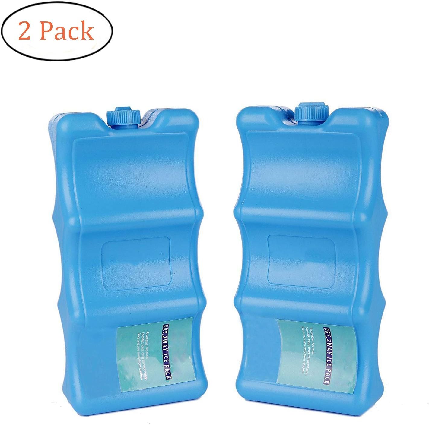 SRHOME 2 Pack Cool Coolers Ice Packs for Lunch Boxes,Reusable Lunch Ice Packs for Coolers,Two-Way Wave Shape Keep Food Breast Milk Drink Fresh &Cold- Outdoor Events, Picnic, Fishing & Camping Trips …
