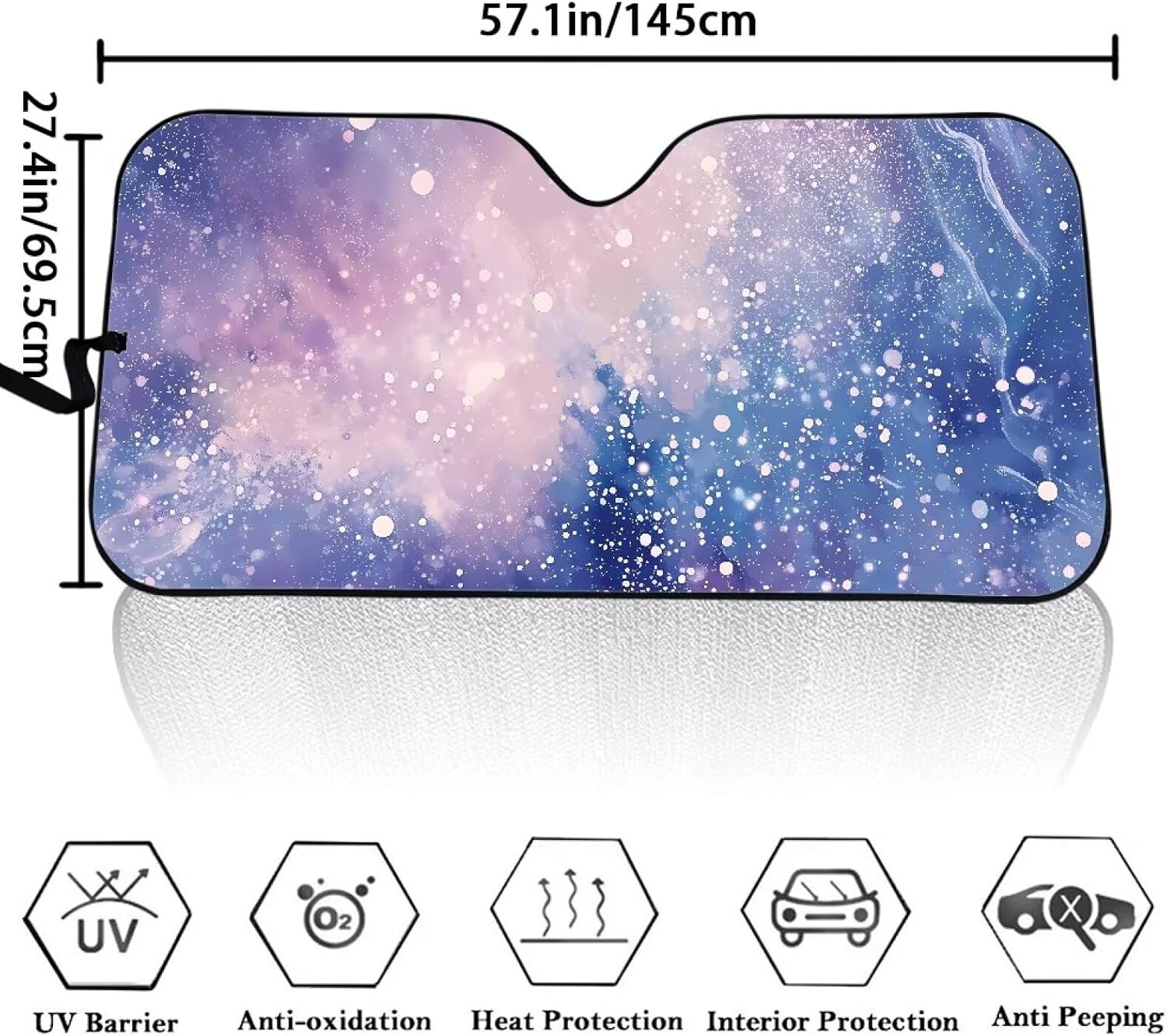 Snow Sky Print Car Sunshade Solution Protects Interior from Sun Damage Fading