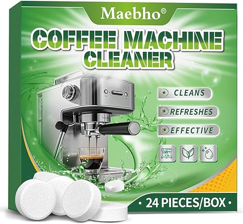 Tabletas descalcificadoras limpiadoras para cafeteras (24 unidades)  Elimina la cal, limpia profundamente tabletas de limpieza universales para