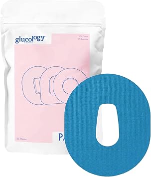 Glucology CGM Patches for Dexcom G6 Blue | 25 Pack | Waterproof & Universal Patch