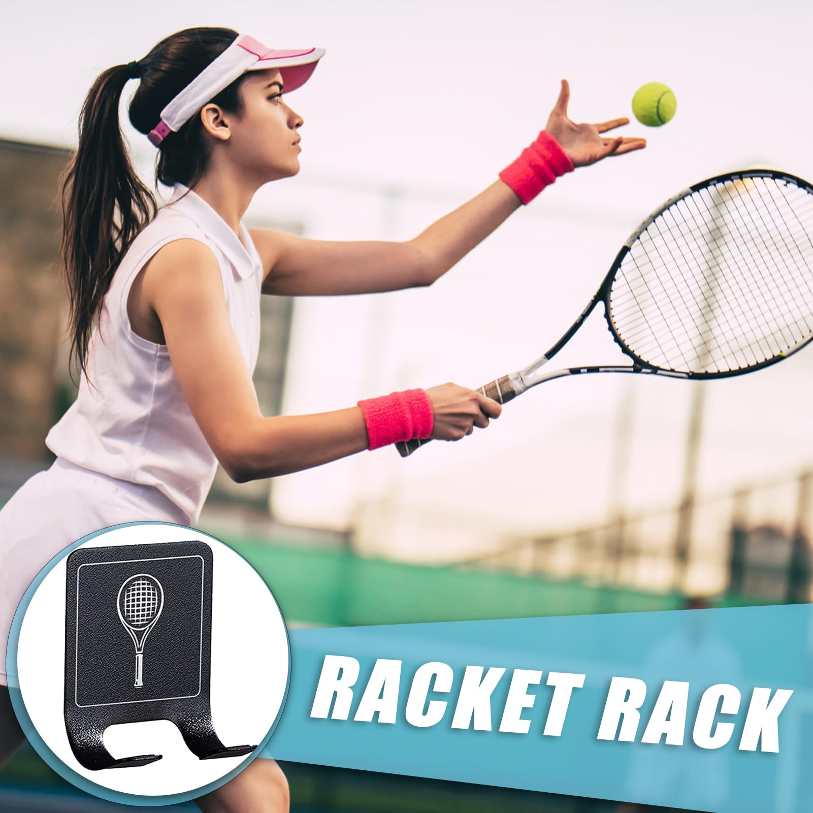 Supporto per racchetta da tennis da parete, resistente, salvaspazio, verticale, per garage, camera da letto, palestra, allenamento, 2 pezzi
