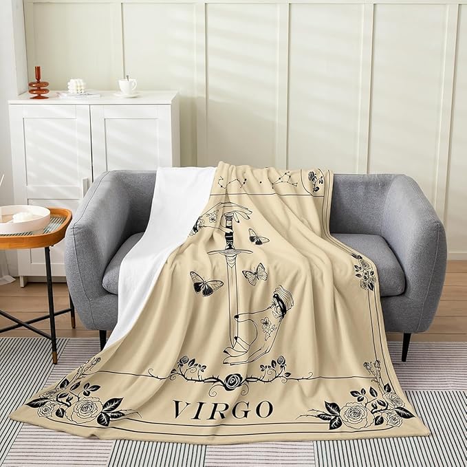 jejeloiu Zodiac Virgo Fleece Throw Blanket Throw 50