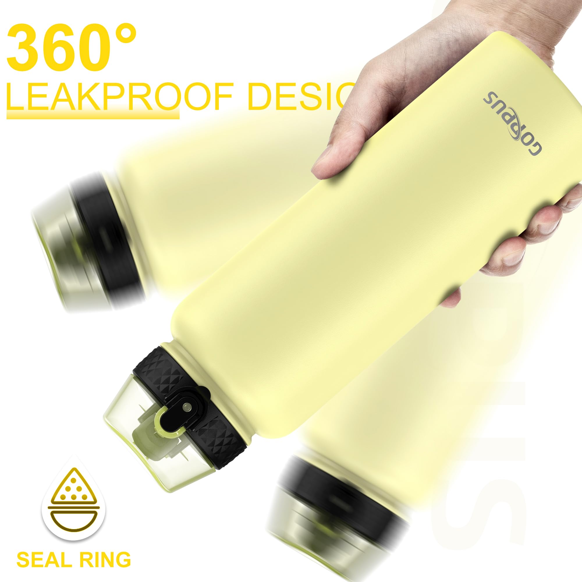 GOPPUS 1.2L/40oz Stainless Water Bottle with Straw Double Wall Insulated Bottles with Strap Large Vacuum Thermal Flask Leakproof Keep Cold Drinks Bottles with Flip Top Lid for Men Women BPA Free - Image 3