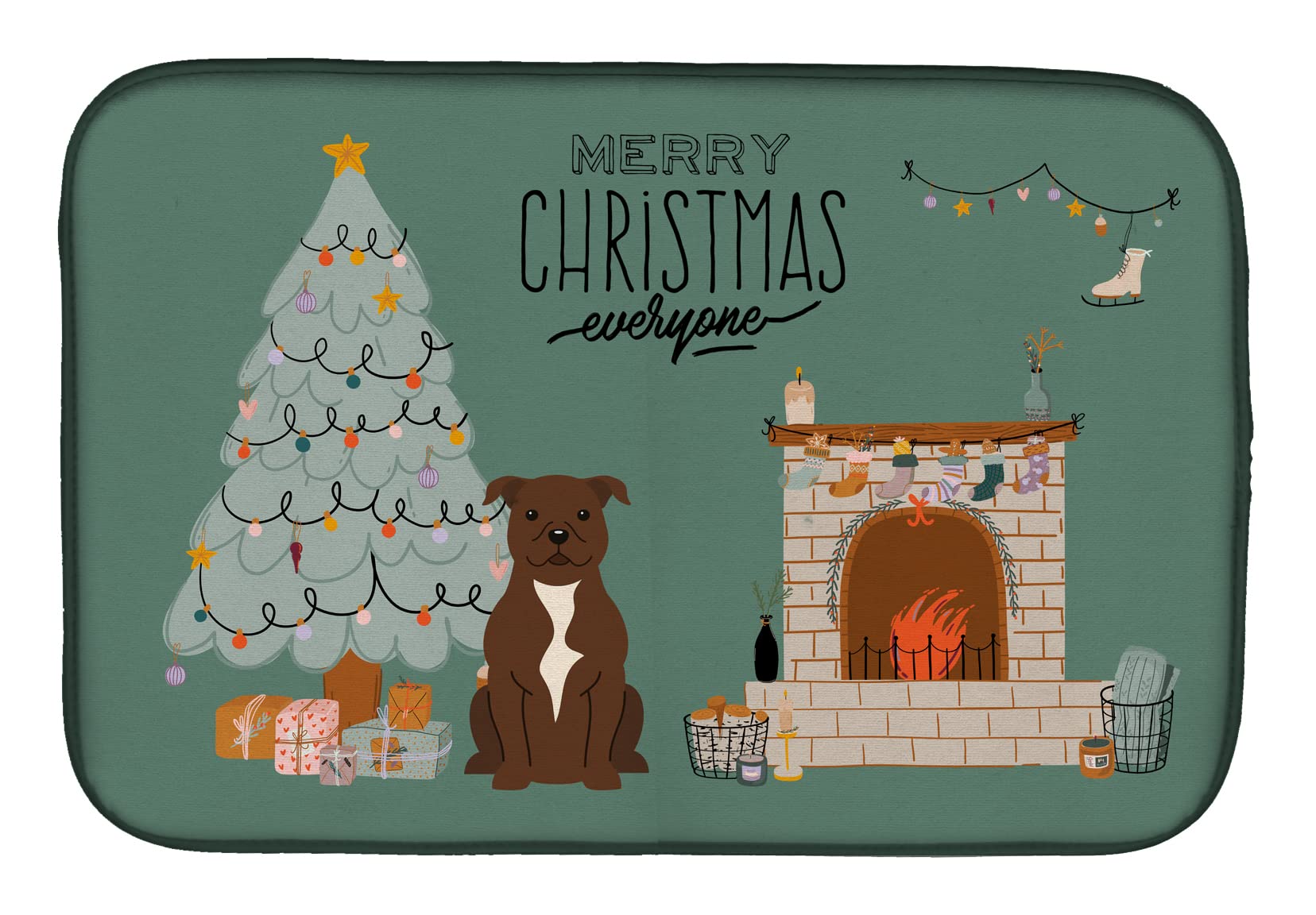 Alfombrillas para secar platos en poliéster absorbente con diseño de perro navideño