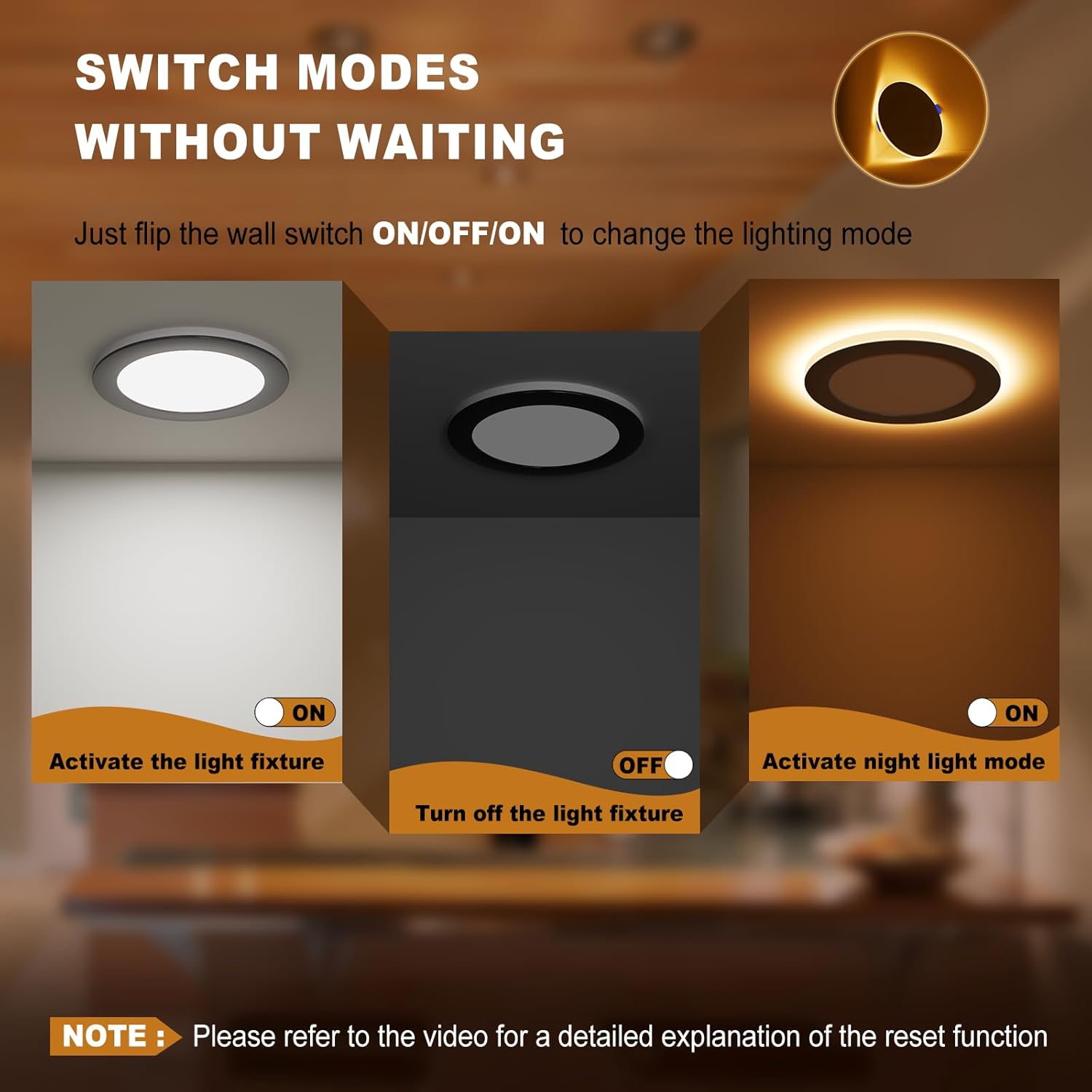 VOLISUN 12 Pack 6 Inch Black Recessed Light with Night Light, Canless LED Recessed Lighting 6 inch, 2700K-5000K Selectable, 12W=130W,1080LM Soffit Lighting Outdoor Recessed Light, ETL Certificated - Image 6