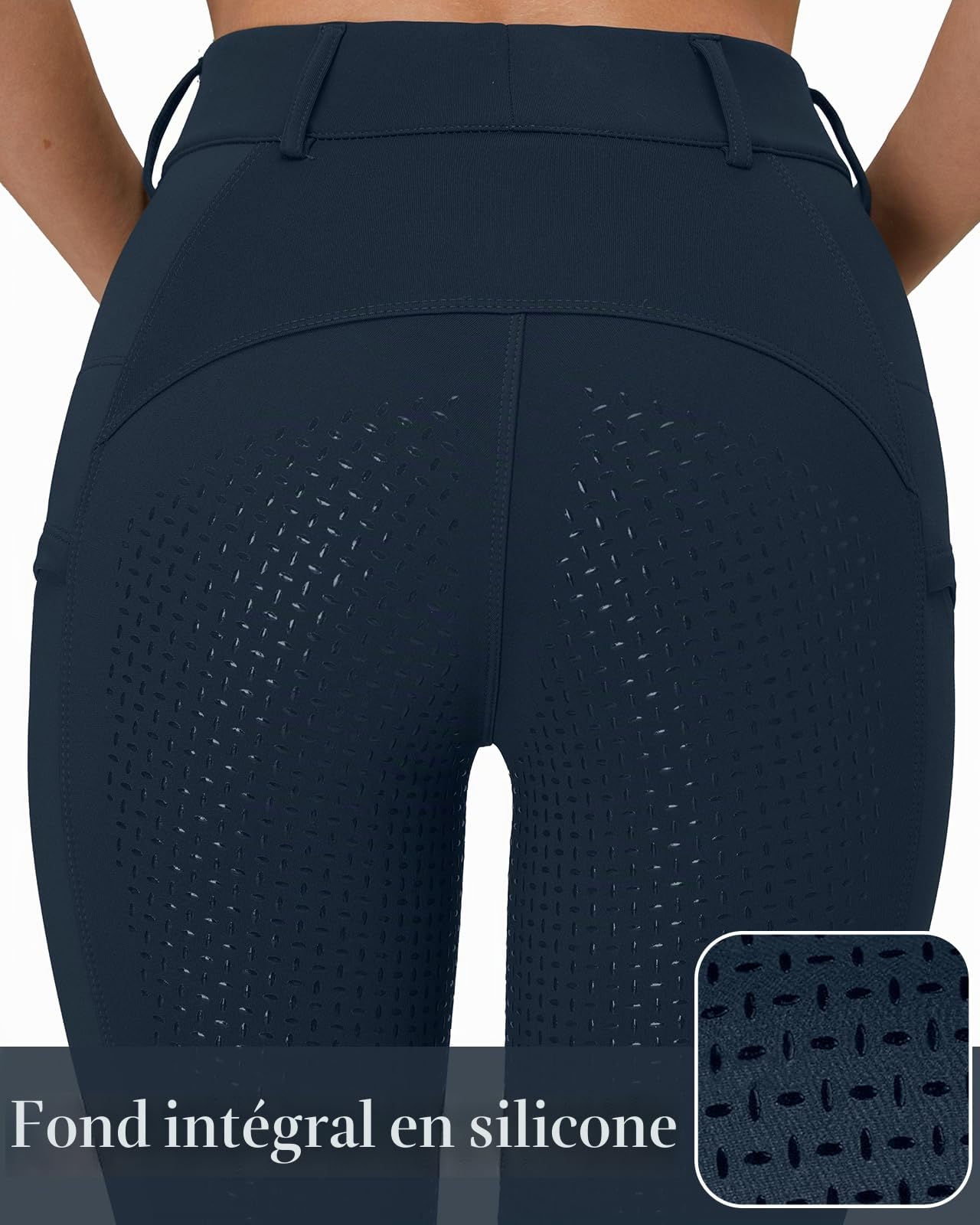 Legging d'équitation d'hiver pour femme - Pantalon d'équitation thermique pour femme - Doublure en polaire - Imperméable - Avec poche pour téléphone portable - Passants de ceinture