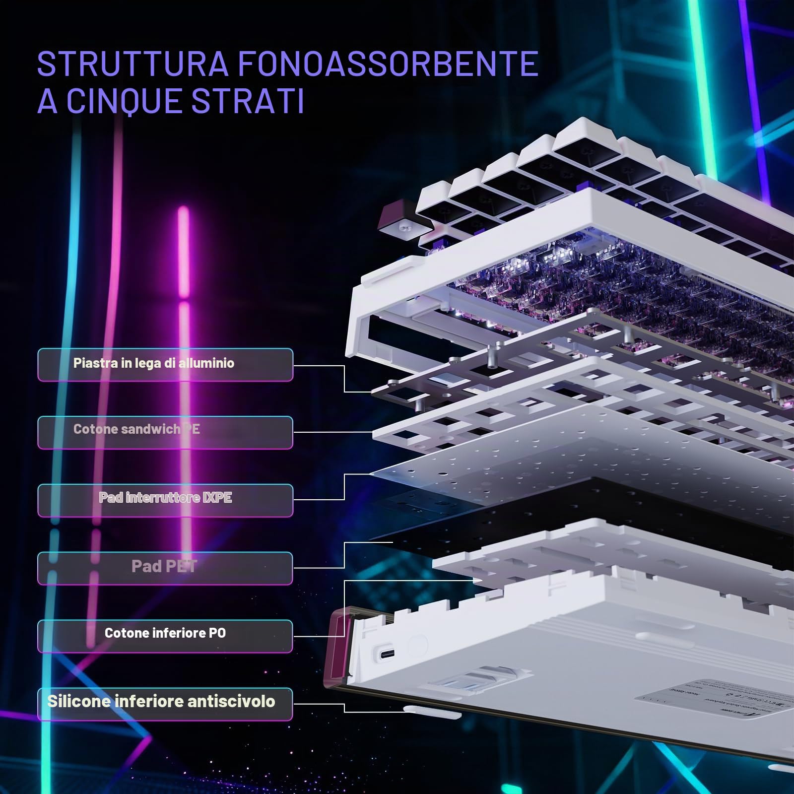 MAMBASNAKE x ATTACK SHARK R85 HE Tastiera Magnetica Cablata al 75%, Frequenza di Polling di 8000 Hz, Attivazione Rapida, Precisione RT di 0,005 mm, Latenza di 0,08 ms, RGB Backlit Box (Bianco)
