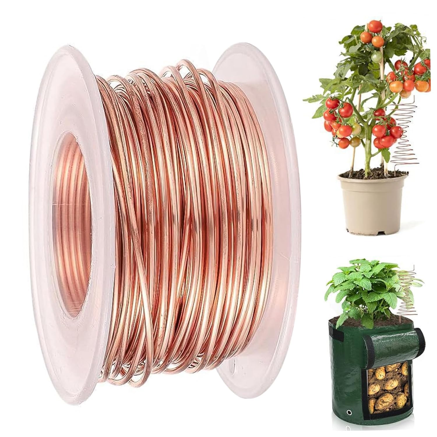 Copper for Plants, Gardening Electroculture Copper Wire 16 Gauge 65 ft/20m Rose Gold Craft Wire for Indoor Outdoor Gardening