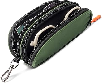 Double Eyeglasses Case Soft Portable Zipper Sunglasses Pouch with Keychain Clip for Men Women
