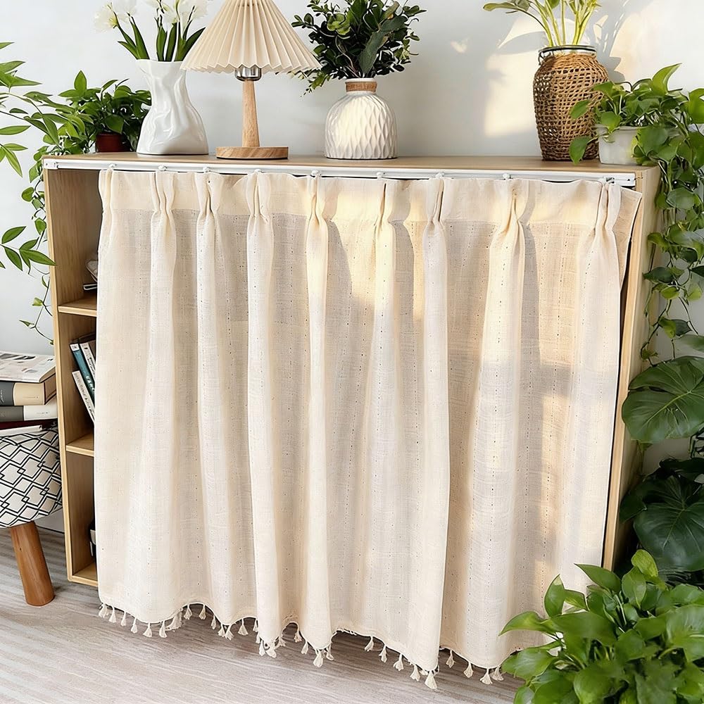 Tende Retrò In Cotone E Lino, Per Porte E Sotto Il Lavandino, Tenda Corte Per Armadietti Tende Antipolvere Per Finestre Tenda Scaffale Per Cucina(90x140cm)
