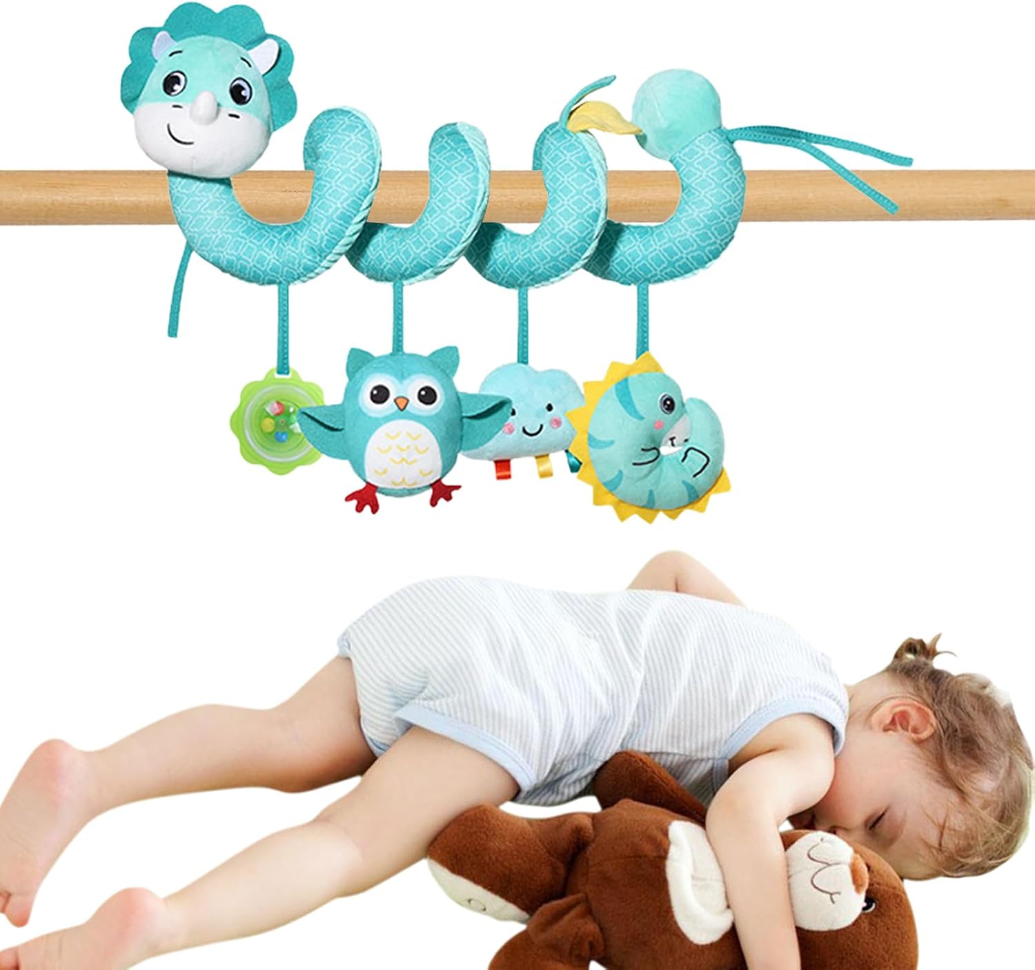 Baby Stroller Toy, Soft Plush Car Seat Toys, Pram Activity, Carseat Mobile, Toddler Sensory Development Activities for Babies 0-3 Years Babies
