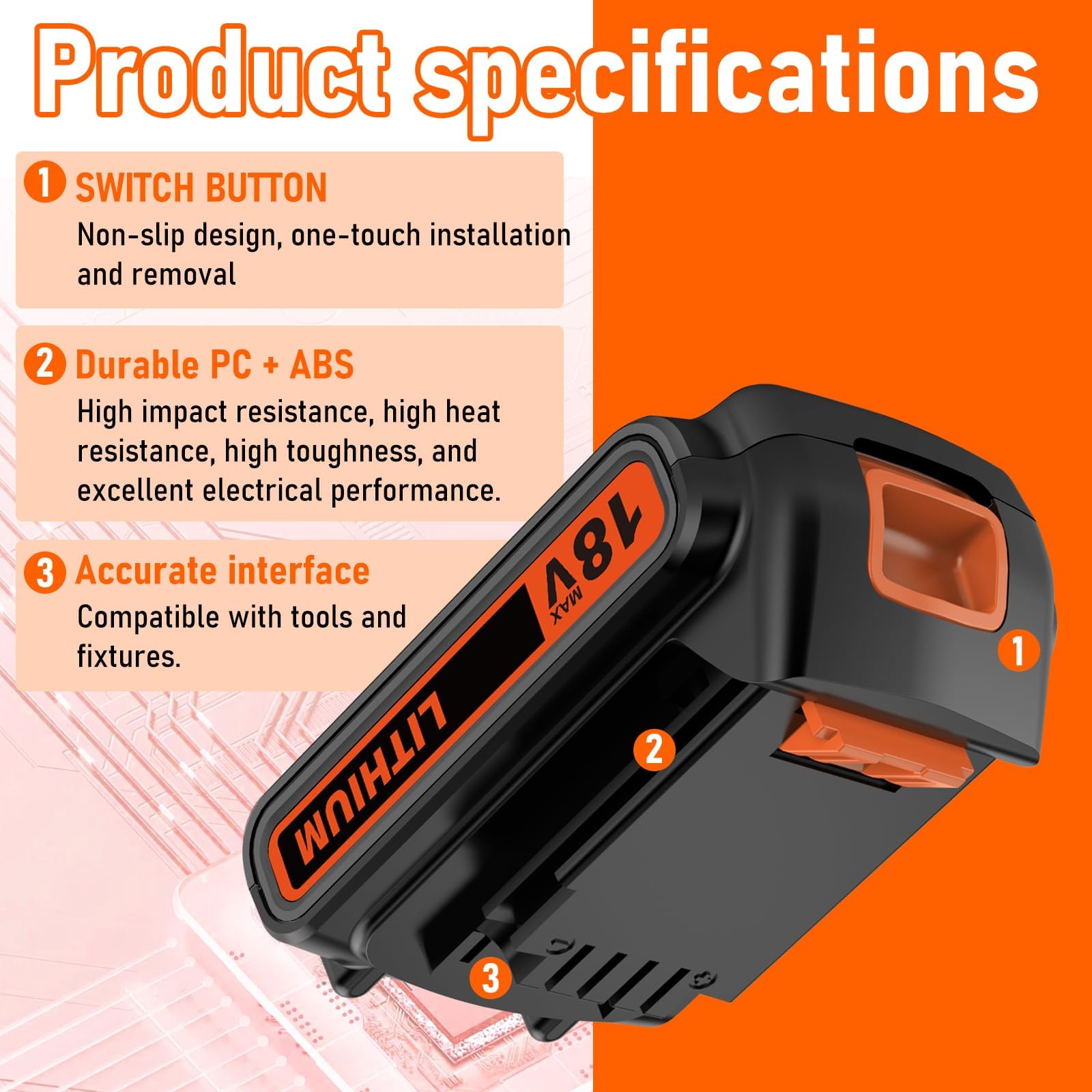 2X 3000mAh Exemoro Batteria di Ricambio per Black Decker Batteria 18V 3.0Ah BL2018 LBXR20 LBXR2020-OPE LB20 LBX20 BL2018-XJ 194309-1 194204-5 196399-0 196673-6 LXT-400 (red)