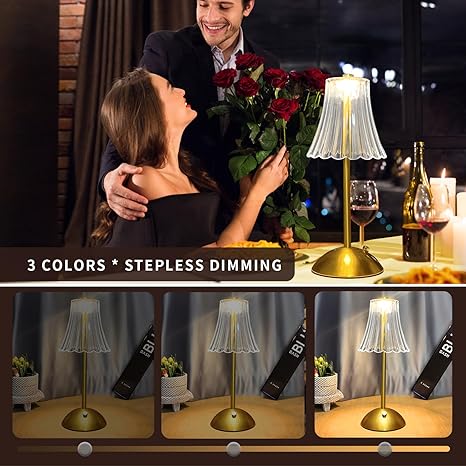 YYFWND Rechargeable Cordless Table Lamp, Battery Operated Touch Control Desk Light with Dimmable LED Lighting USB Charging, Portable Vintage Design for Bedroom Nightstand Kitchen Counter, Home Décor(1Pack) photo 2